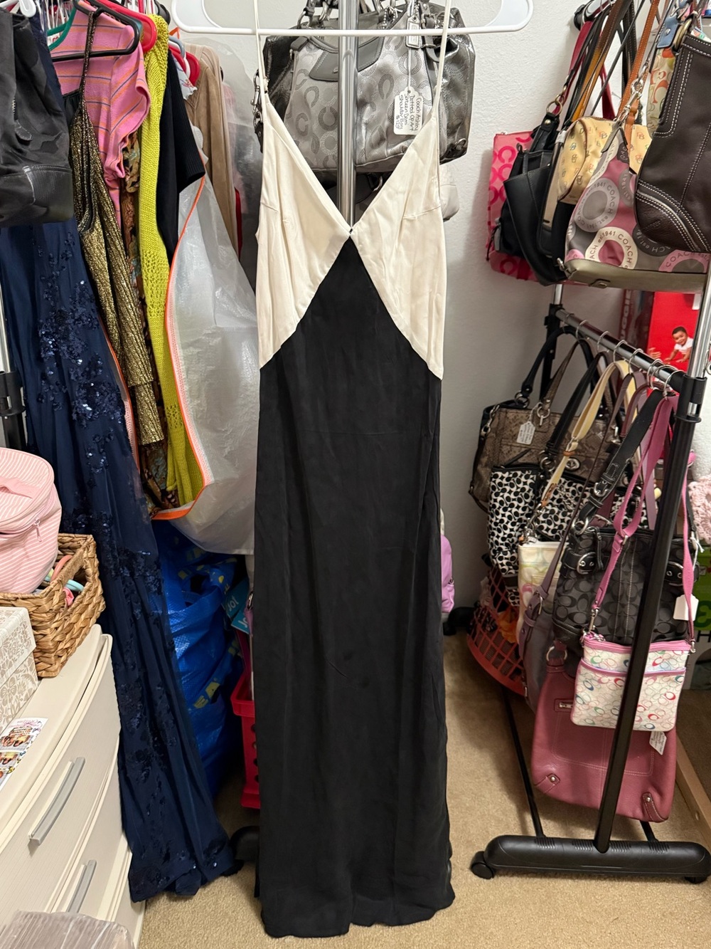 NWT DISSH Seren Two-Tone Black & Oyster Midi Dress